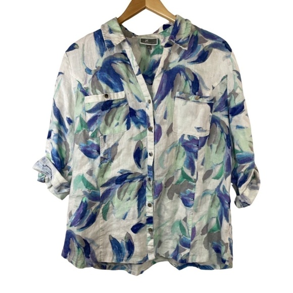 JM Collection 100% linen blouse. Beautiful top with one small blemish. In pics - Picture 1 of 5